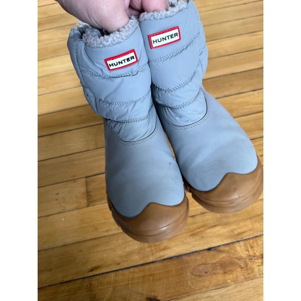 Hunter‎ ankle puffer Sherpa lined weather proof outdoor snow boots in grey